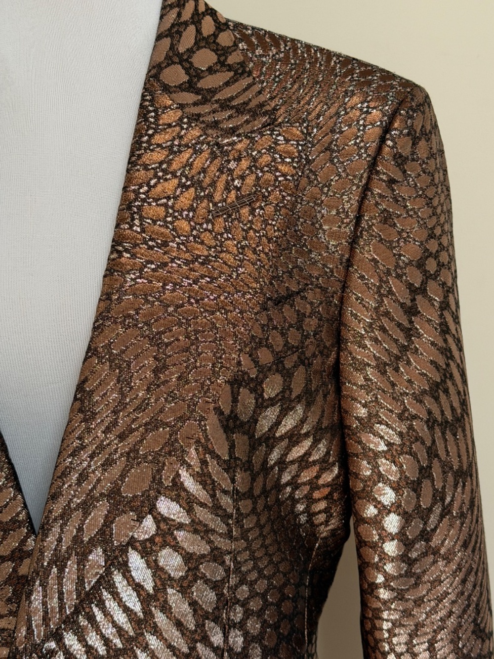 Tom Ford Atticus Bronze Distorted Dot Pattern Dupioni Dinner Jacket - Picture 5 of 15